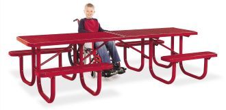 10 Foot Extra Heavy Duty ADA Walk Through Design Shelter Table with Thermoplastic Finish Top and Seats