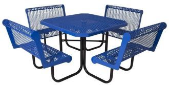 46" Octagon Picnic Table  with  Walk Through Design with Thermoplastic Coated Steel Capri Seats and Top