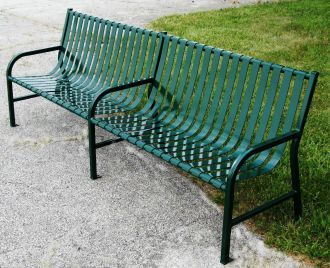 8 Foot Steel Park Bench with Vertical Slats