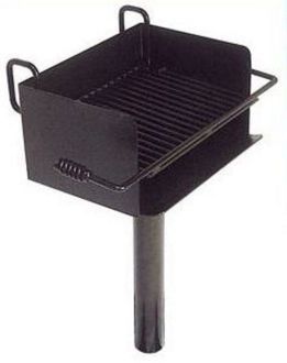 ADA Compliant (Wheelchair Accessable) Inground Pedestal Mounted Rotating Grill with Infinitely Adjustable Grate and 300 Sq. Inches of Grilling Area