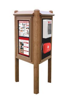 AED & Emergency Kiosk Message Center – 8′ Posts with 1 Open Sides