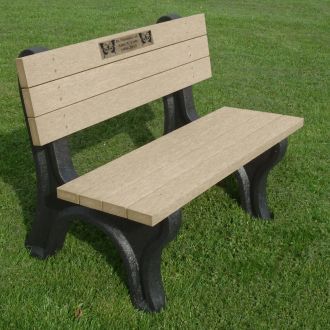 4 Foot Deluxe Memorial Park Bench with Plastic Laminate Plaque