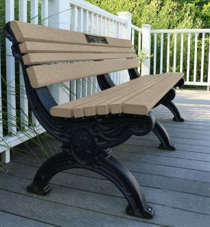 6 Foot Cambridge Memorial Bench with Bronze Plaque