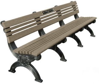 8 Foot Cambridge Memorial Park Bench With Bronze Plaque