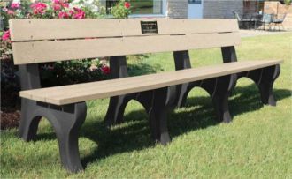 8 foot EconoMizer Traditional Memorial Park Bench with Bronze Plaque