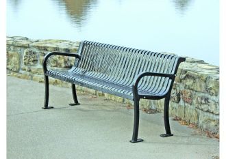 6 foot steel slat park bench with thermoplastic finish
