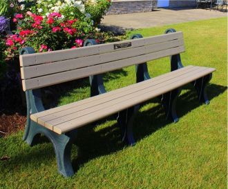 8 Foot Park Classic Memorial Bench with Bronze Plaque
