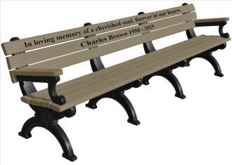 8 Foot Silhouette Memorial Park Bench With Arm Rest