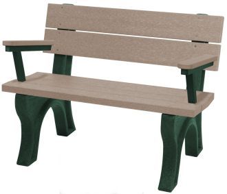 4 Foot Traditional Park Bench with Arm Rest