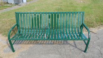 6 foot vertical steel slats with arm rest