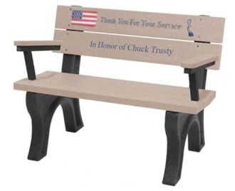 Veteran 4 Foot Backed Bench With Arms
